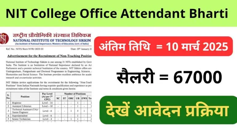 NIT College Office Attendant Bharti 2025